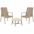 Conjunto de Muebles de Jardín: 2 Sillas y Mesa Redonda de Ratán Sintético y Metal