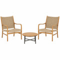 Conjunto de Sillas y Mesa de Madera de Teca y Ratán Sintético