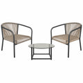 Conjunto de sillas de metal y mesa de vidrio templado para exteriores