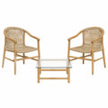 Conjunto de Sillas de Madera y Mesa de Centro de Vidrio