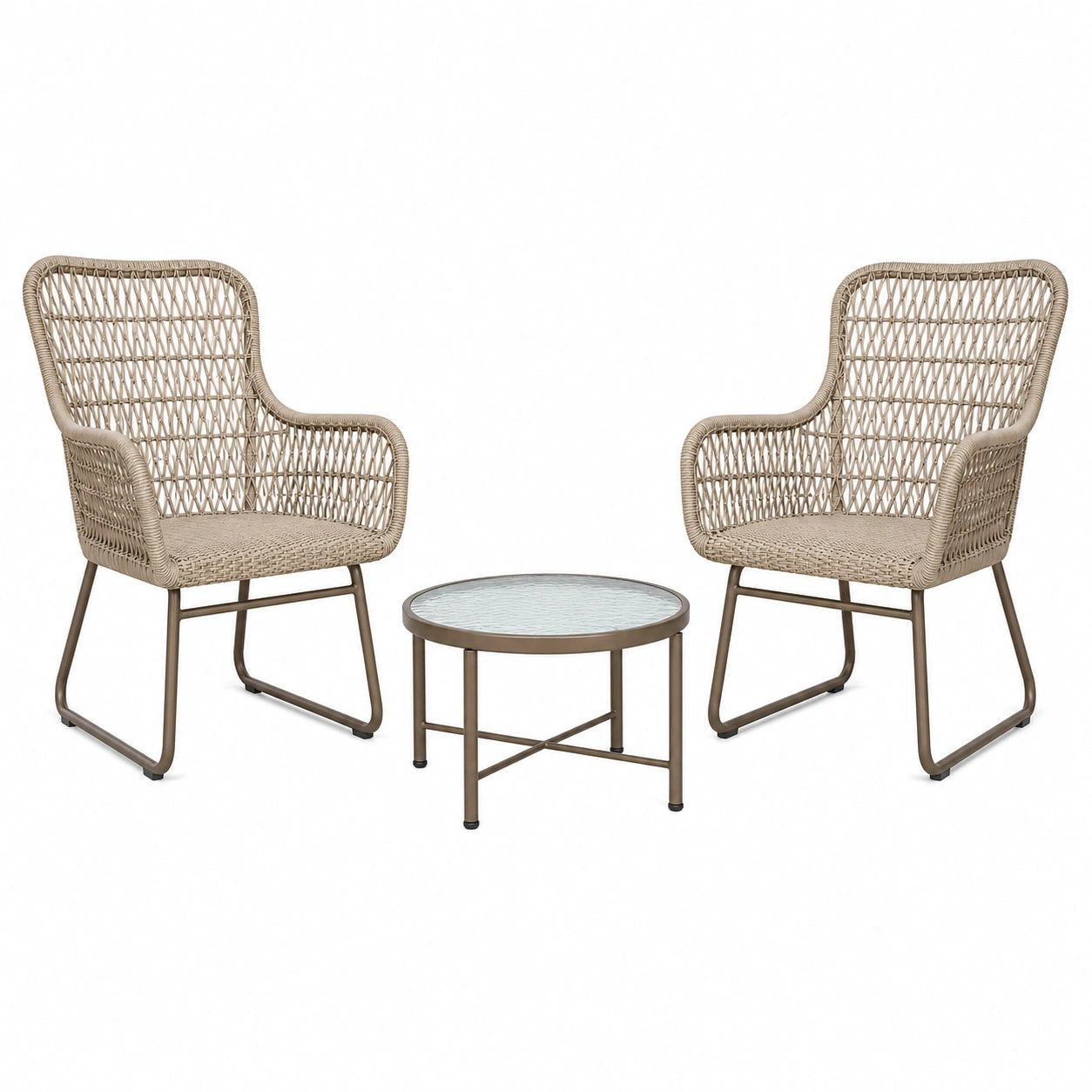 Conjunto de Muebles de Jardín de Ratán Sintético y Vidrio