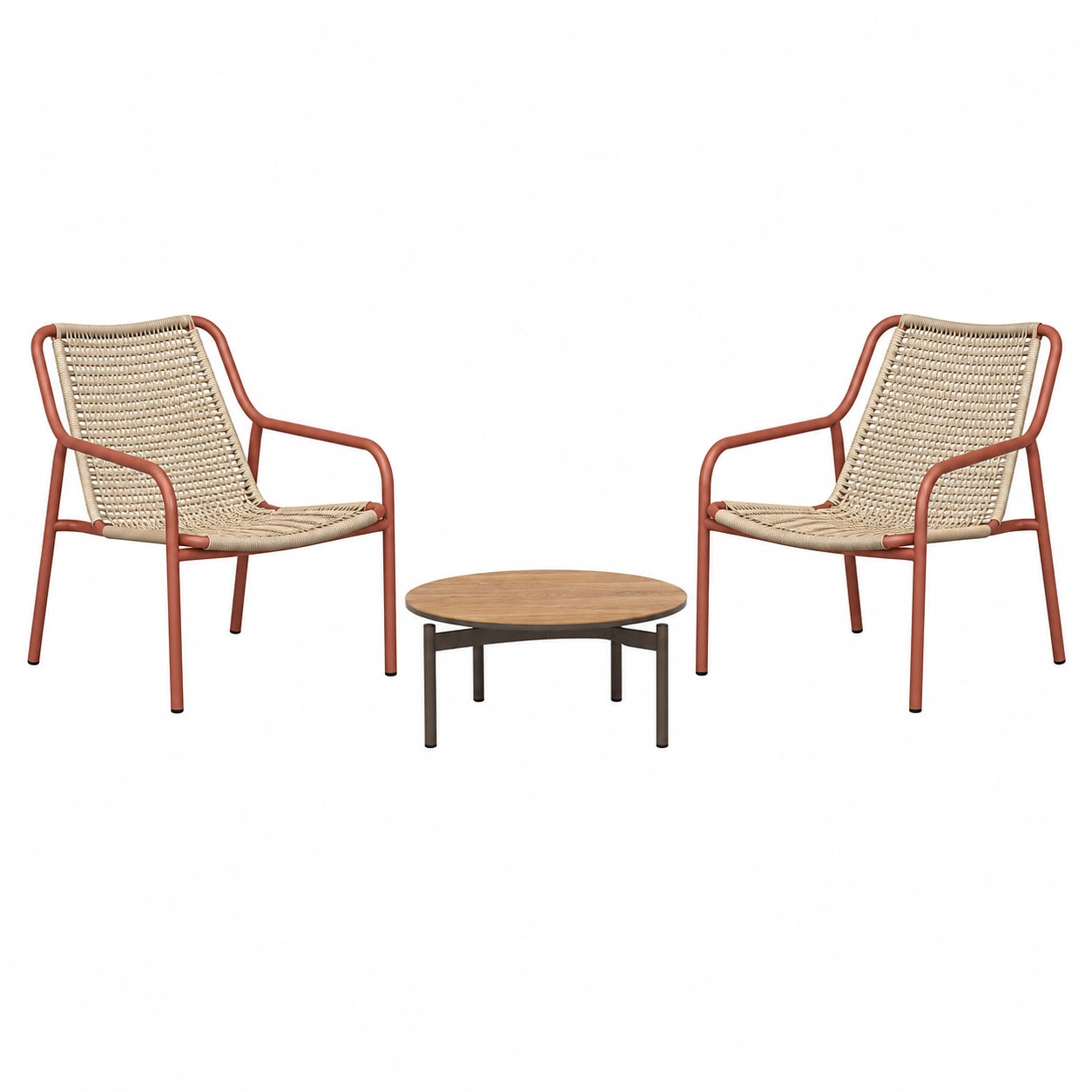Set de sillas y mesa de jardín en ratán sintético y acero